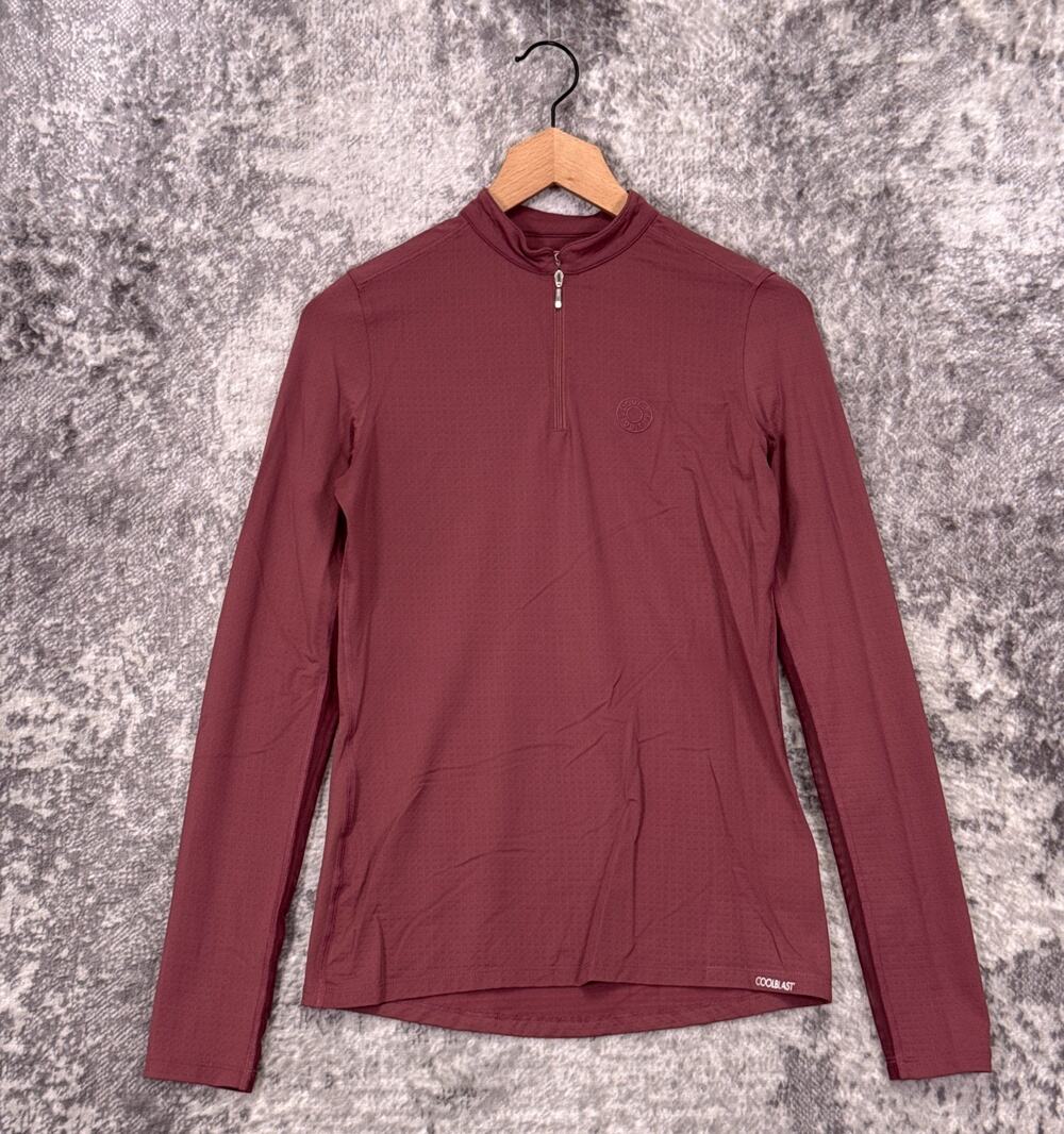 Dover Saddlery Top XS Womens Dusty Pink Vented Base Layer Equestrian 1/4 Zip